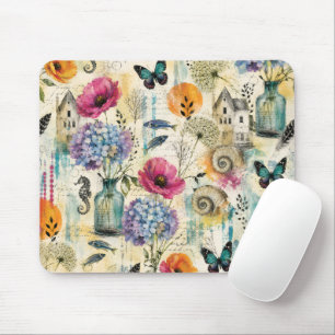 Kleurrijk Kust Botanisch Watercolor Patroon Muismat