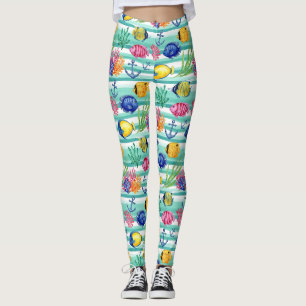 Kleurrijk kust zeedieren patroon (5) leggings