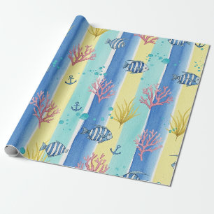 Kleurrijk kust zeedierenpatroon (10) cadeaupapier