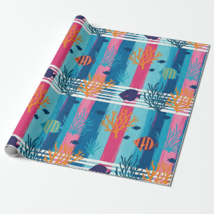 Kleurrijk kust zeedierenpatroon (11) cadeaupapier