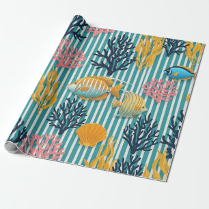 Kleurrijk kust zeedierenpatroon (12) cadeaupapier
