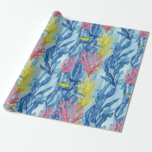 Kleurrijk kust zeedierenpatroon (1) cadeaupapier
