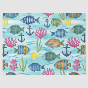 Kleurrijk kust zeedierenpatroon (3) tissuepapier