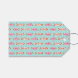 Kleurrijk Kust Zomer Vis Patroon Cadeaulabel