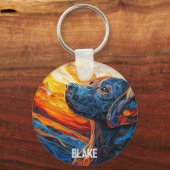 Kleurrijk Labrador Retriever Hondenportret Sleutelhanger (Achterkant)