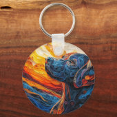 Kleurrijk Labrador Retriever Hondenportret Sleutelhanger (Voorkant)