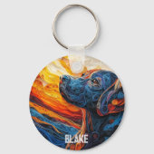 Kleurrijk Labrador Retriever Hondenportret Sleutelhanger (Achterkant)