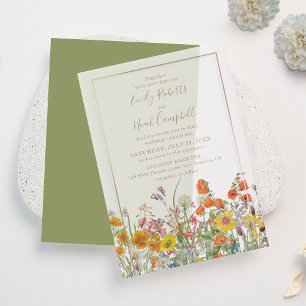Kleurrijk Landelijk Bruiloft met Wilde Bloemen Vellum Uitnodigingen
