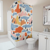 Kleurrijk landschap, bergen, meren, naadloos. douchegordijn (In situ)