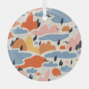 Kleurrijk landschap, bergen, meren, naadloos. glas ornament