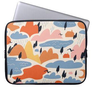Kleurrijk landschap, bergen, meren, naadloos. laptop sleeve