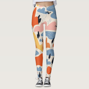 Kleurrijk landschap, bergen, meren, naadloos. leggings