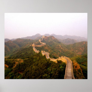Kleurrijk landschap bij de Grote Muur van China in Poster