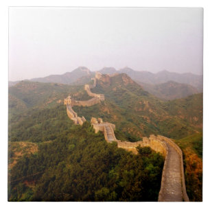 Kleurrijk landschap bij de Grote Muur van China in Tegeltje