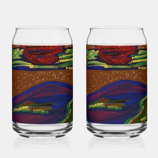 Kleurrijk Landschap Blikvorm Glas (Voorkant)