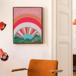 Kleurrijk landschap in berggebieden Zonnevenmeisje Poster