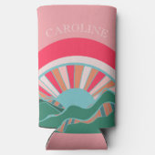 Kleurrijk landschap in berggebieden Zonnevenmeisje Seltzer Blikjeskoeler (Achterkant)