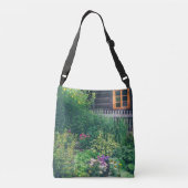 Kleurrijk landschap met een tuin crossbody tas (Achterkant)