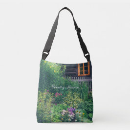 Kleurrijk landschap met een tuin crossbody tas