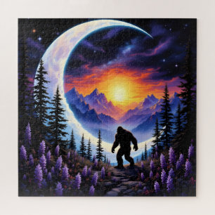 Kleurrijk landschap Sasquatch bij nacht Legpuzzel