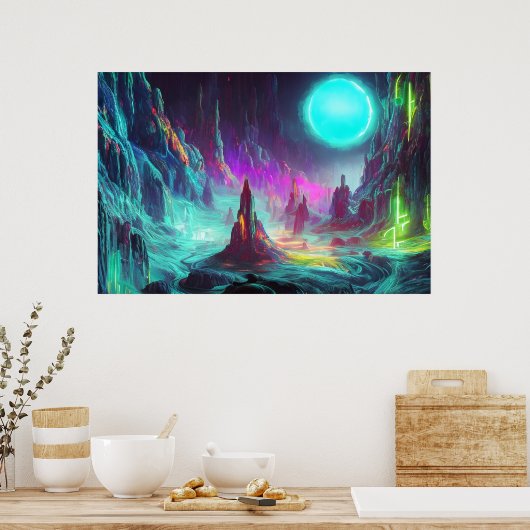Kleurrijk landschap van Fantasy | Alien World Poster (Keuken)