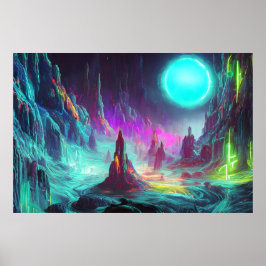 Kleurrijk landschap van Fantasy | Alien World Poster
