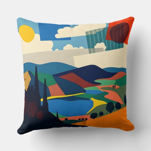Kleurrijk landschapsontwerp kussen (Achterkant)