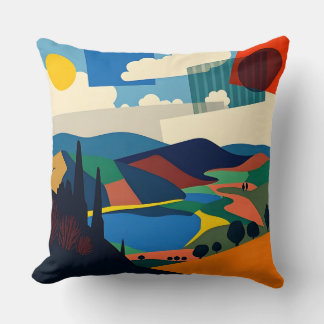 Kleurrijk landschapsontwerp kussen