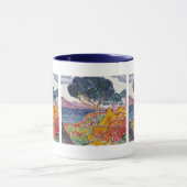 Kleurrijk landschapsschilderwerk in gebergte mok (Midden)