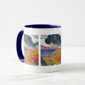 Kleurrijk landschapsschilderwerk in gebergte mok (Voorkant links)