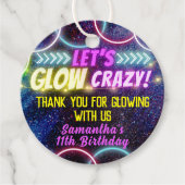 Kleurrijk Laten we Glow Crazy Neon Lights Party Bedankjes Labels (Voorkant)