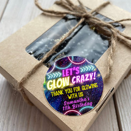 Kleurrijk Laten we Glow Crazy Neon Lights Party Fu Ronde Sticker