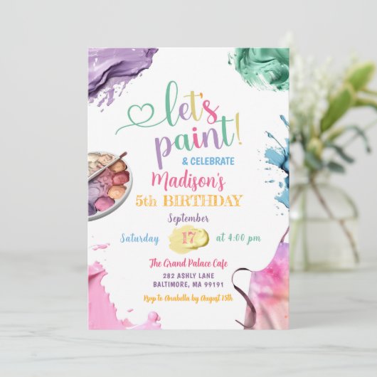 Kleurrijk Laten we schilderen Kind elke leeftijd v Kaart (Staand voorkant)