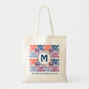Kleurrijk LEAF-patroon   Monogram   Schrift Tote Bag