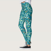 Kleurrijk leder en Oranje bessen botanisch patroon Leggings (Links)
