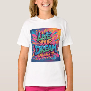 Kleurrijk "Leef je droom" Graffiti Muurkunst T-shirt