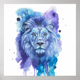 Kleurrijk Leeuw Aquarel Kunstwerk Poster