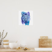 Kleurrijk Leeuw Aquarel Kunstwerk Poster (Keuken)