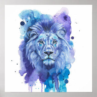 Kleurrijk Leeuw Aquarel Kunstwerk Poster