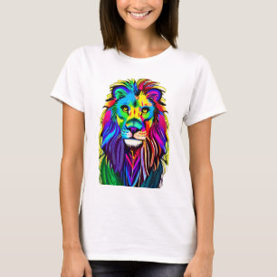 Kleurrijk Leeuwengezicht Mystieke Fantasie Kunst T-shirt