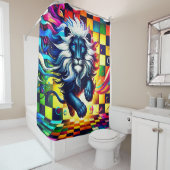 Kleurrijk leeuwenontwerp douchegordijn (In situ)