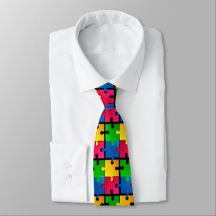 Kleurrijk legpuzzelpatroon heren stropdas