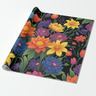 Kleurrijk lente bloemenontwerp cadeaupapier