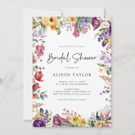 Kleurrijk lente bloemig Vrijgezellenfeest Kaart (Voorkant)