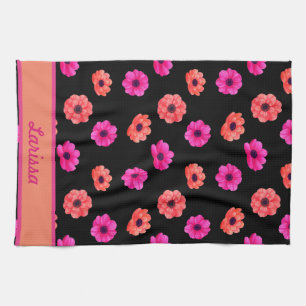 Kleurrijk Lentebloemenpatroon Naam  Theedoek