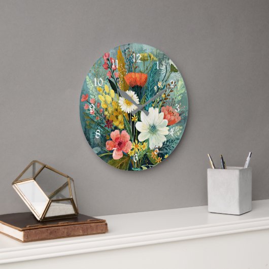 Kleurrijk Lentebouquet Grote Klok (Kantoor)