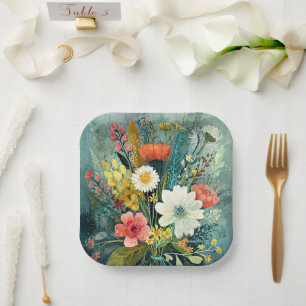 Kleurrijk Lentebouquet Papieren Bordje