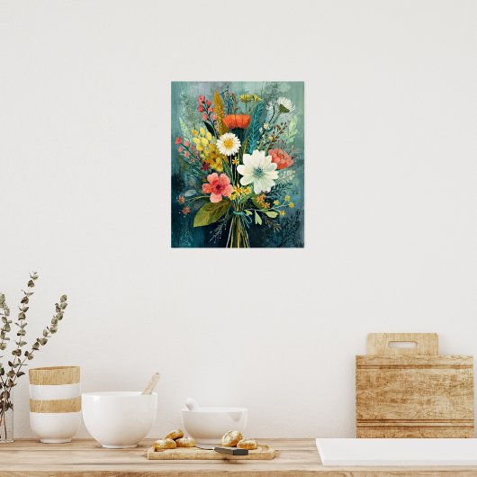 Kleurrijk Lentebouquet Poster (Keuken)