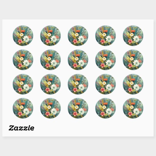 Kleurrijk Lentebouquet Ronde Sticker (Vel)