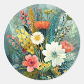 Kleurrijk Lentebouquet Ronde Sticker (Voorkant)